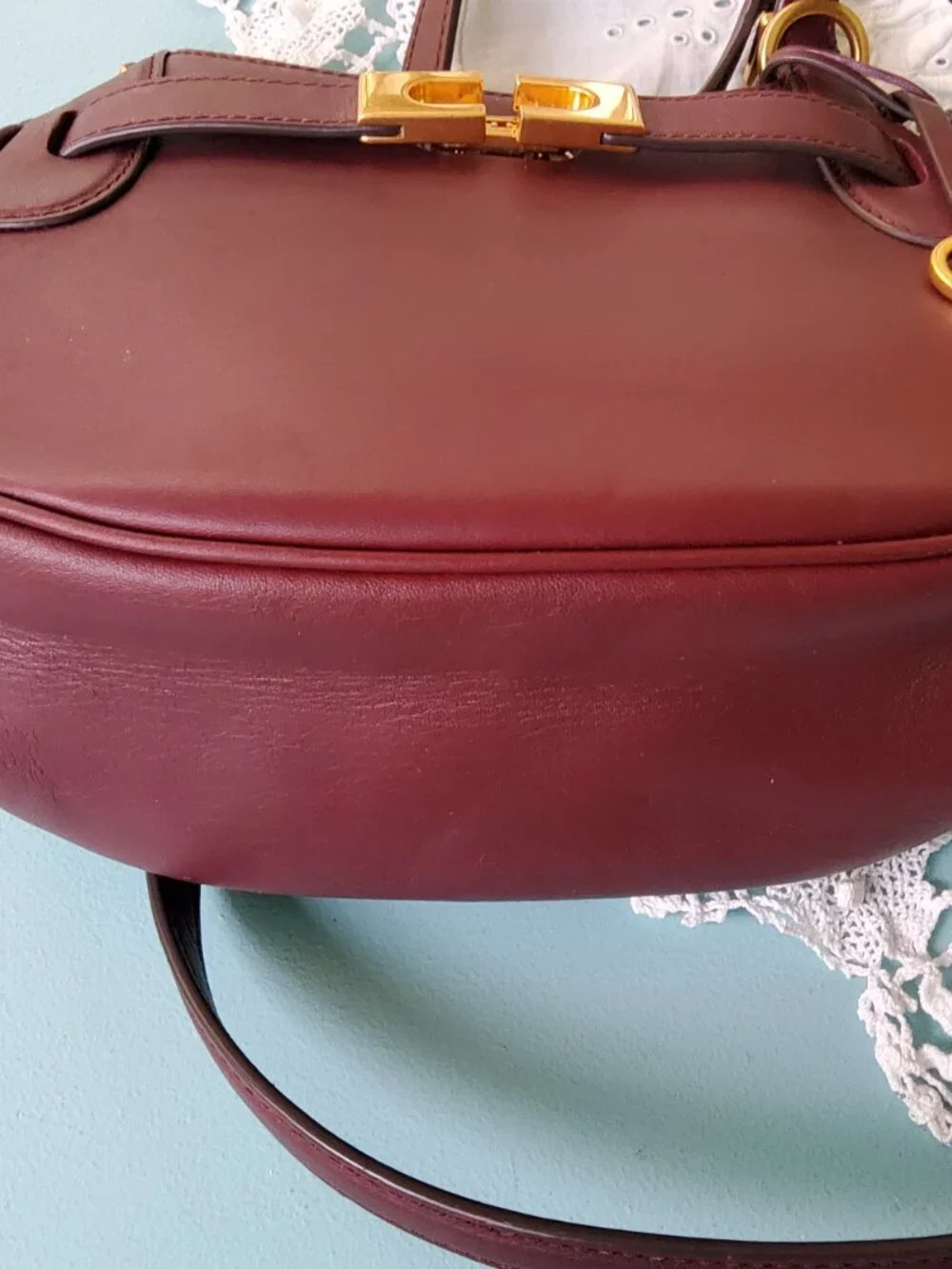 Tory Burch Lee Radziwill Petite Saddlebag in Burgundy